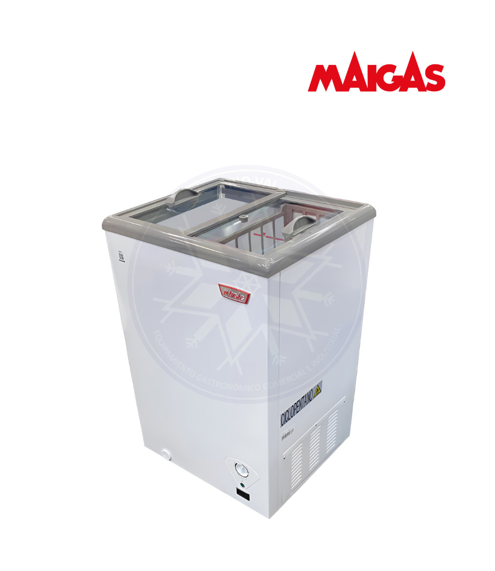 Congelador 100 lt Dual Tapa Vidrio Maigas