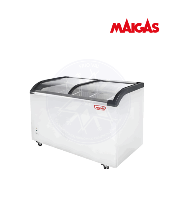 Congelador 377 lt Dual Tapa Vidrio Curvo Maigas