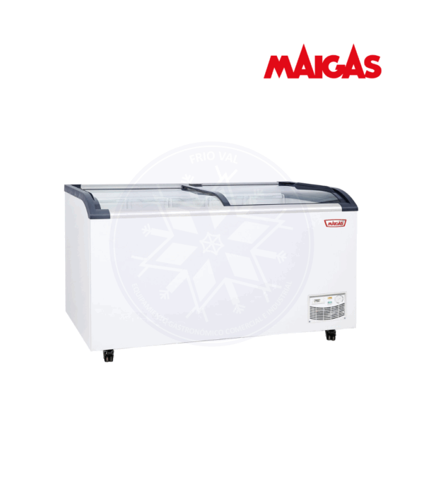 Congelador 470 lt Dual Tapa Vidrio Curvo Maigas