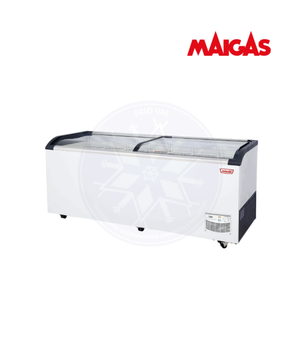 Congelador 654 lt Dual Tapa Vidrio Curvo Maigas