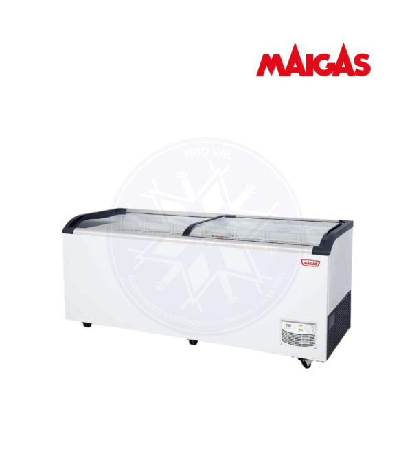 Congelador 654 lt Dual Tapa Vidrio Curvo Maigas