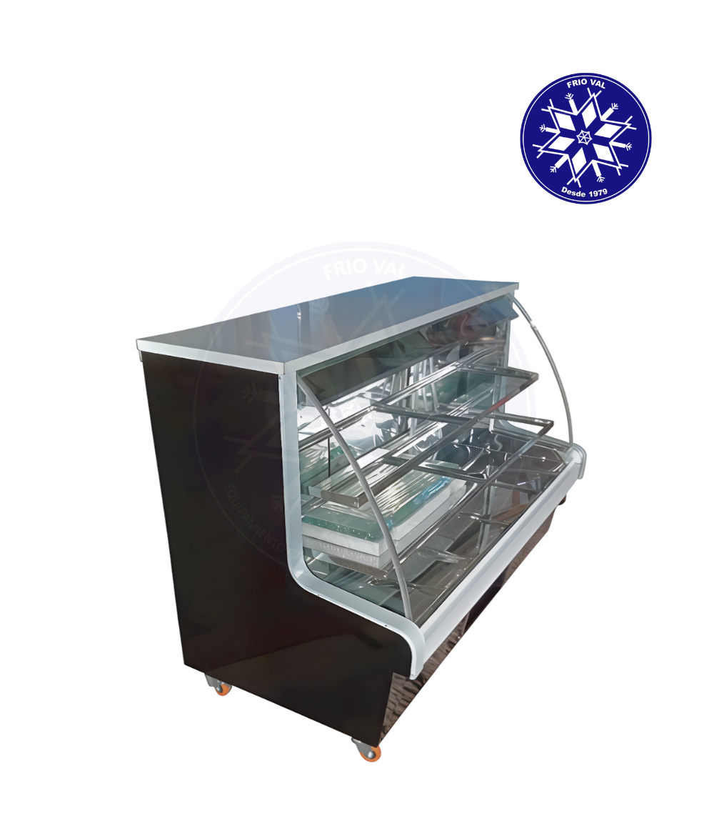 Vitrina Refrigerada 1.5 mt Vidrio Curvo Frioval - Imagen 3