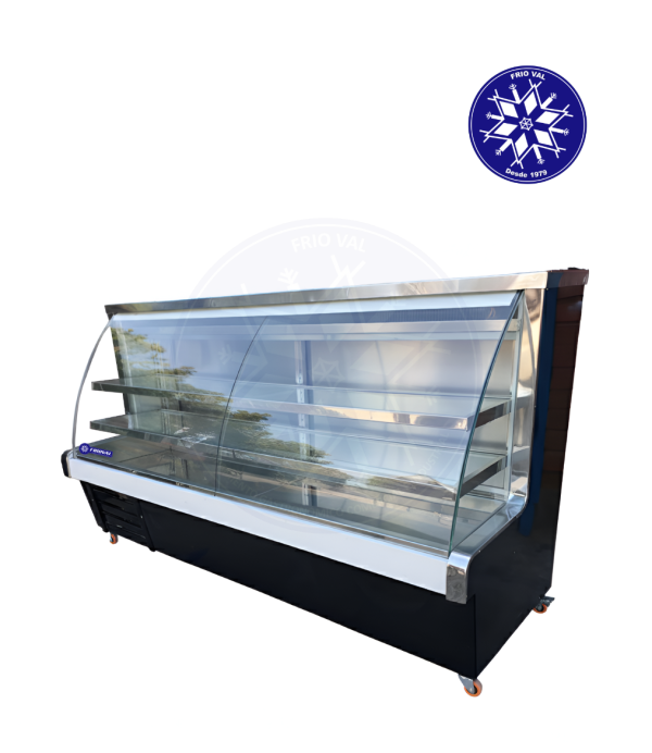 Vitrina Refrigerada 2 mt Vidrio Curvo Frioval