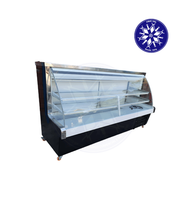 Vitrina Refrigerada 2 mt Vidrio Curvo Frioval