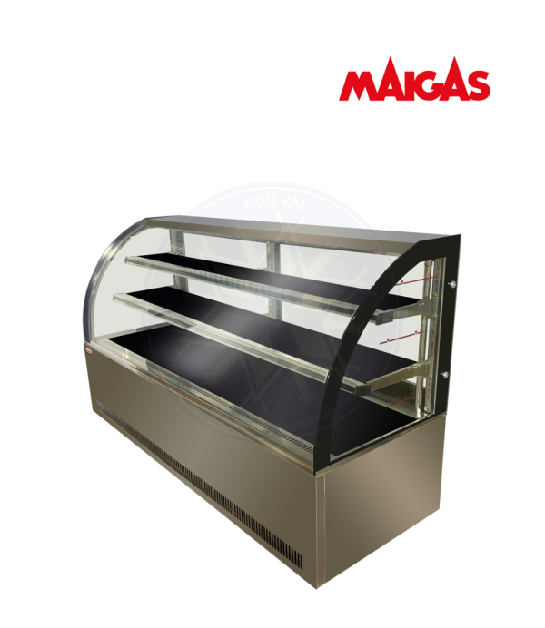 Vitrina Pastelera 2 mt Vidrio Curvo Maigas