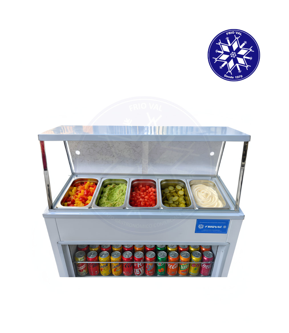 Salsera Refrigerada 5 Depósitos con Vitrina Frioval - Imagen 4