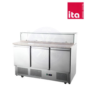 Mesón Saladette 380 lt con Mármol 7 Depósitos Ita