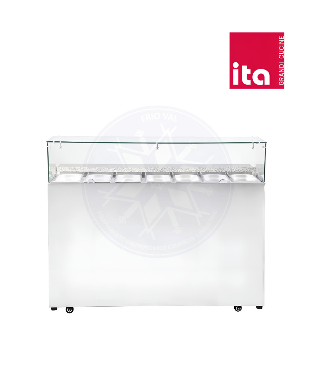 Mesón Saladette 380 lt con Mármol 7 Depósitos Ita - Imagen 4